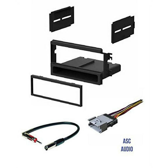 ASC Car Stereo Install Dash Kit, Wire Harness, and Antenna Adapter for installing an Aftermarket Single Din Radio for 2003 2004 2005 2006 Kia Sorento EX Vehicles