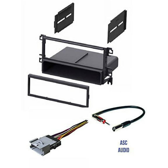 ASC Car Stereo Radio Install Dash Kit, Wire Harness, and Antenna Adapter for installing an Aftermarket Single Din Radio for 2003 2004 2005 2006 Hyundai Santa Fe with Factory Monsoon Amp System