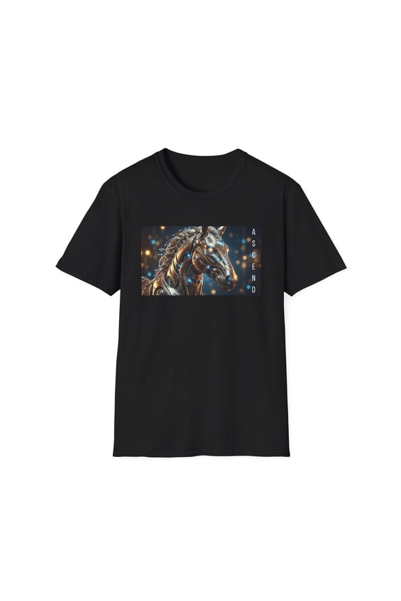 ASCEND Cyber Horse T-Shirt Futuristic Steampunk Graphic Tee Sci-Fi Streetwear
