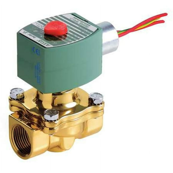ASCO 8210H106B 120V AC Brass Fuel Gas Solenoid Valve, Normally Closed, 1/2 in Pipe Size