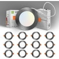 thumbnail image 1 of ASD 12 Pack LED Recessed Lighting 4 Inch, 5 CCT 2700K-5000K, 12W 50W Eqv, Ultra Thin Dimmable Ceiling Lights with J Box, Canless Wafer Downlight, Round Slim Panel Light, UL Energy Star, Brushed Nickel, 1 of 16
