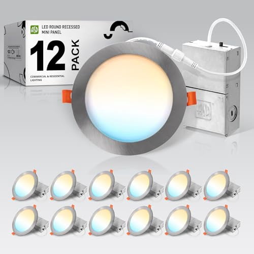 ASD 12 Pack LED Recessed Lighting 6 Inch, 5 CCT 2700K-5000K, 15W 60W ...
