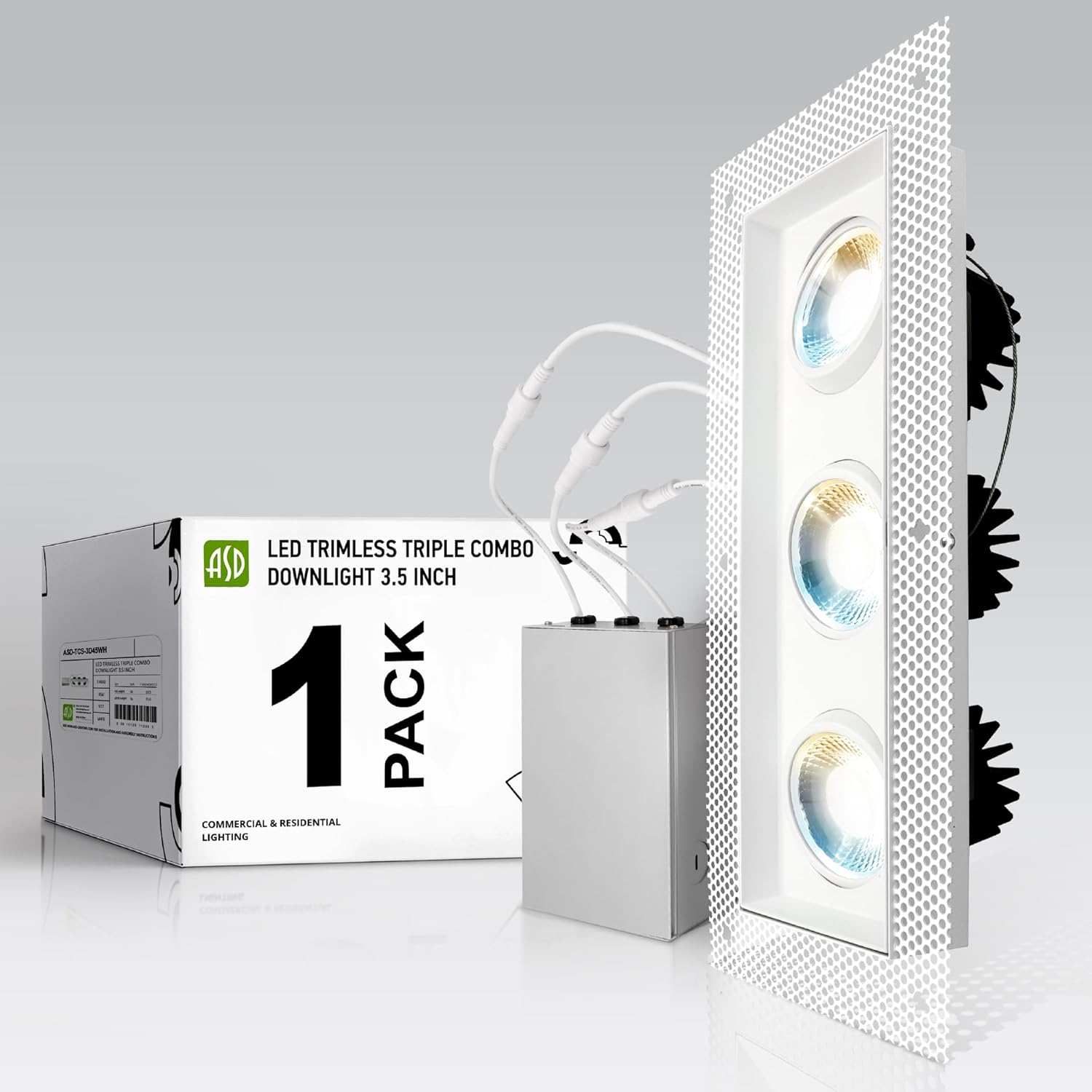 ASD 3/4 Inch LED Recessed Lights 3-Heads Adjustable, Trimless Recessed ...
