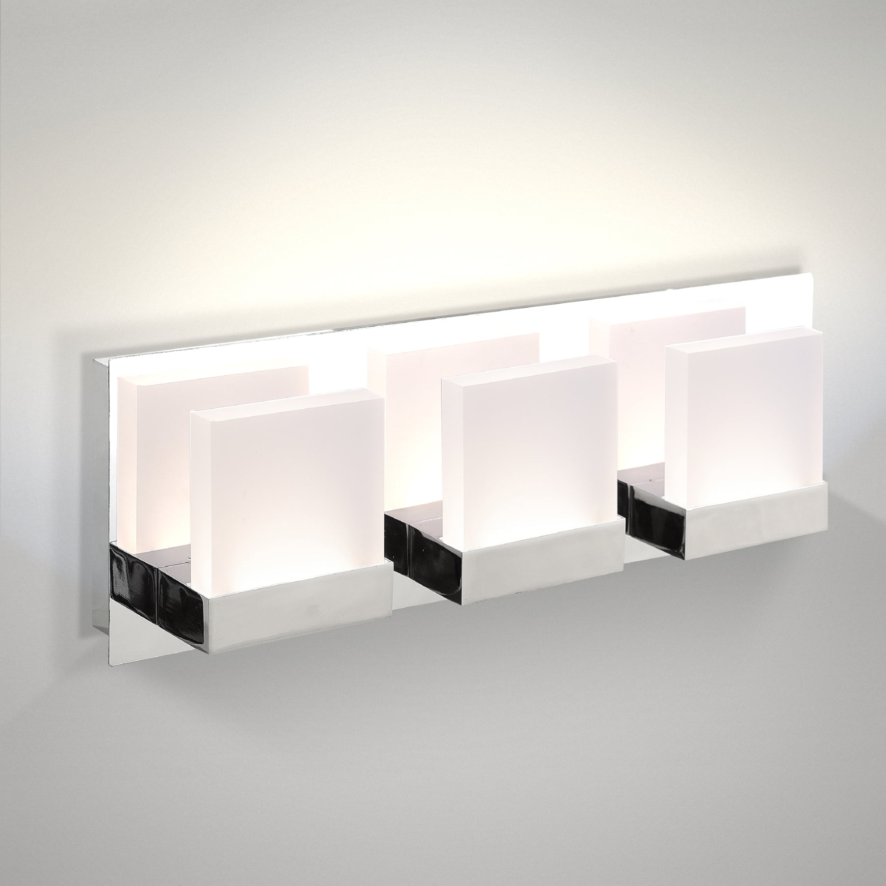 Modern Chrome 3-Light Dimmable LED Vanity Fixture