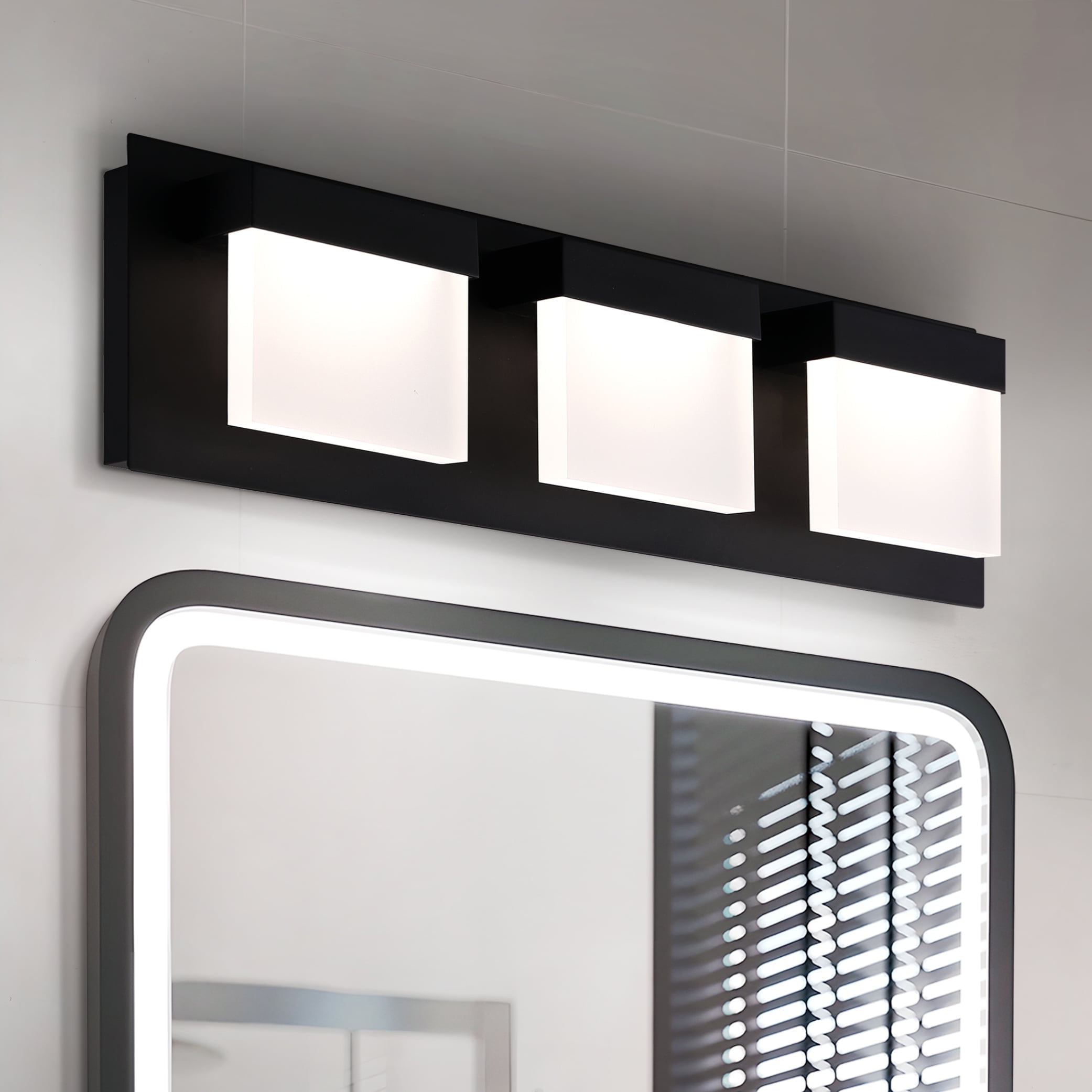 Modern Black and White 3-Light LED Bathroom Vanity Fixture