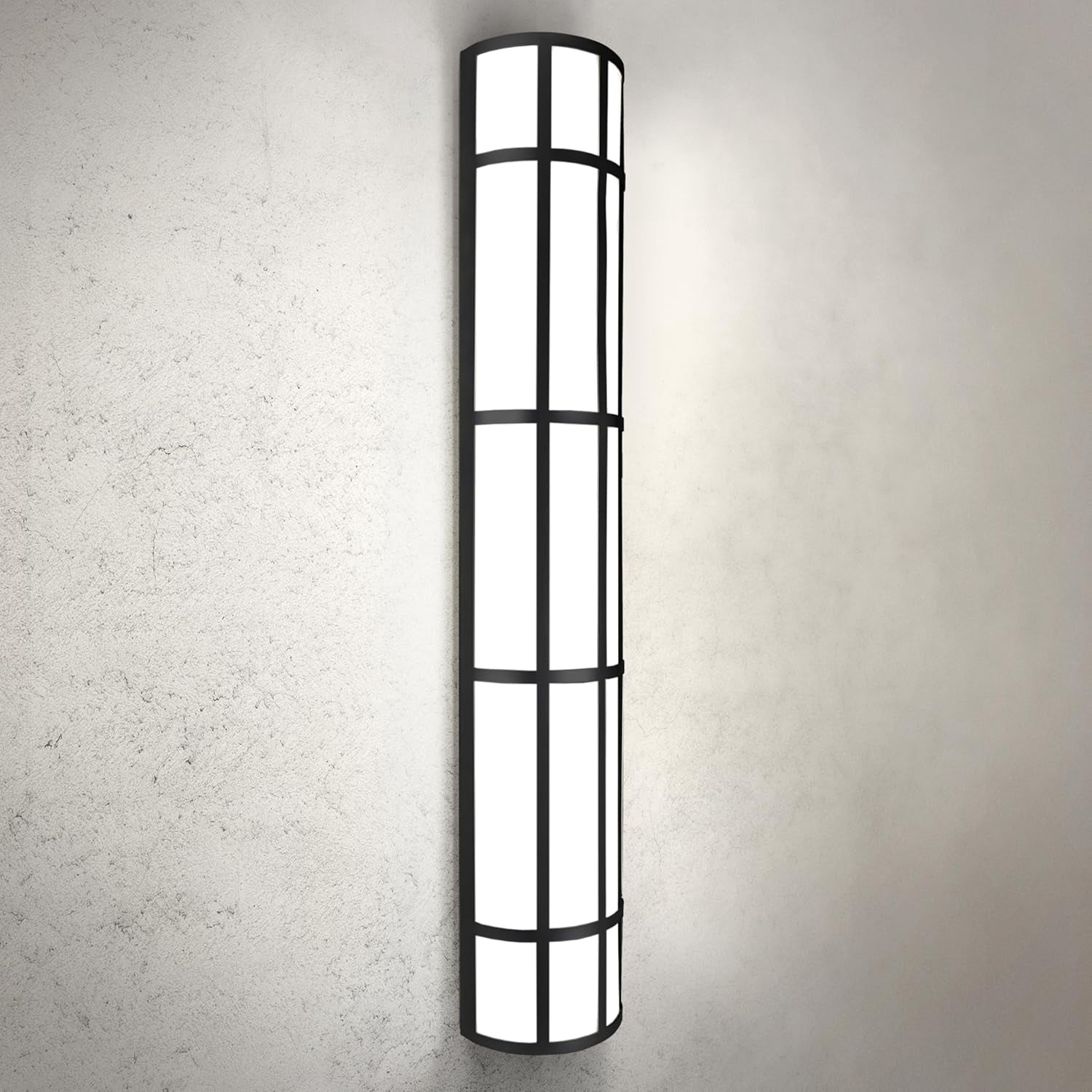 ASD 36 Inch LED Outdoor Wall Mount Light Fixture with Grid - Matte Black Modern Wall Sconce - 30W 120-277V 3000K 4000K 5000K Adjustable - Dimmable Exterior Lights - Front Door, Patio - ETL