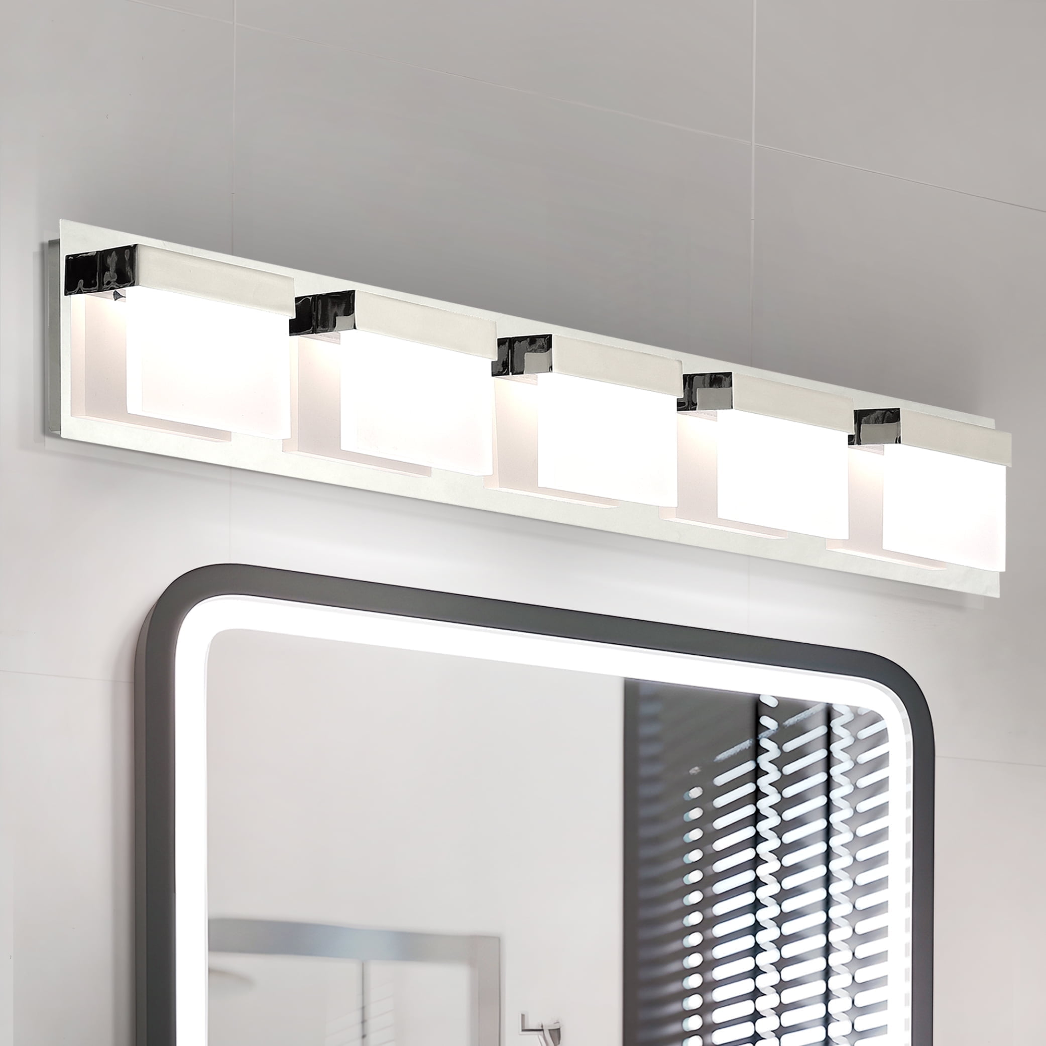 Modern Chrome 30-Inch LED Dimmable Bathroom Vanity Light
