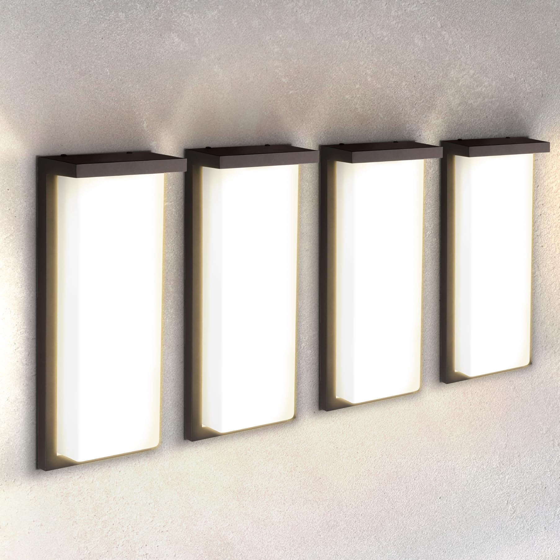 ASD LED 14 Inch Wall Mount Light Fixture | 20W 1900LM 3000-5000K 120V | 3CCT, Dimmable, Waterproof, ETL Listed | Front Exterior Sconce, Garage Lighting, Outdoor Lamp | Dark Bronze, 4 Pack