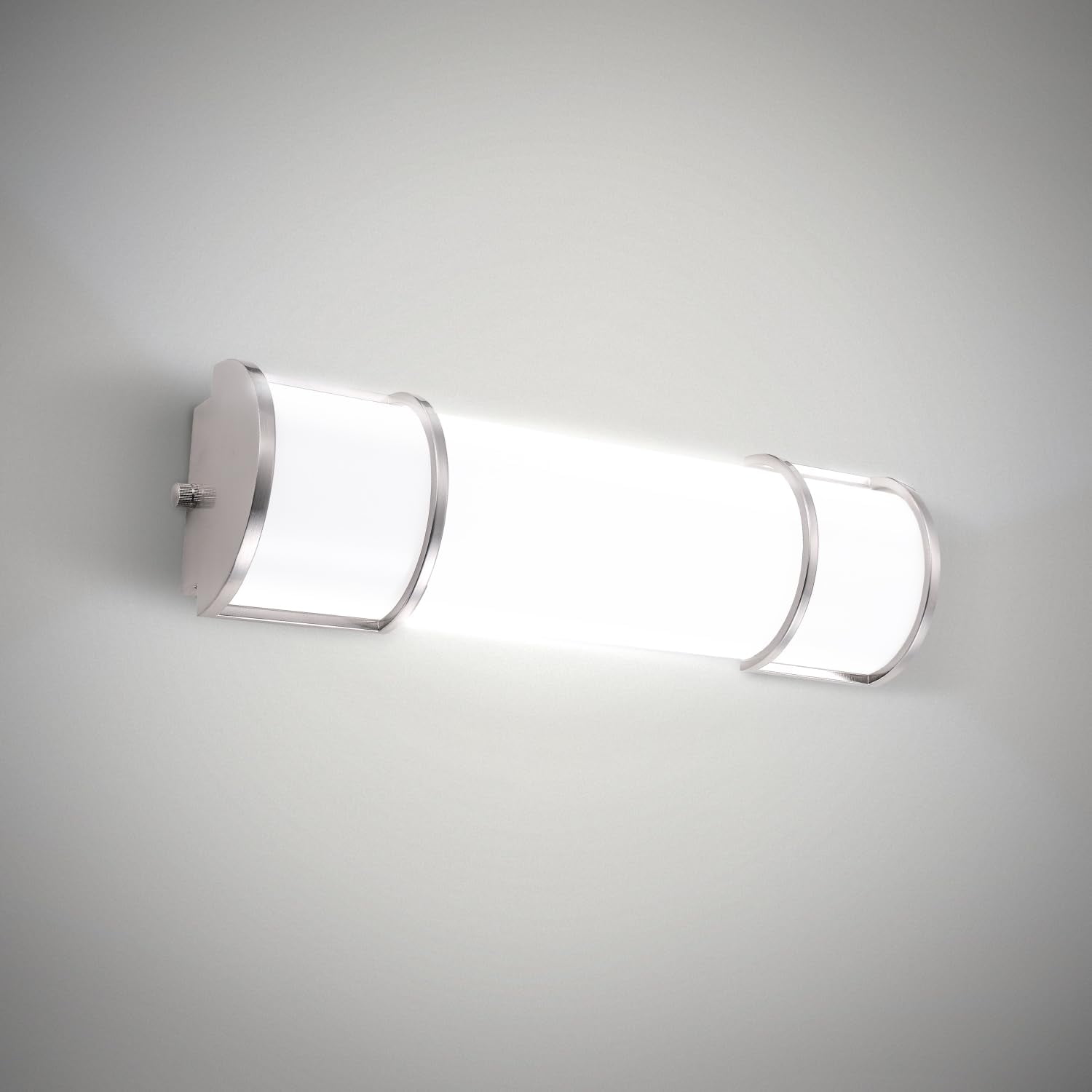 18-Inch Silver Dimmable LED Vanity Light with Frosted Acrylic Shade