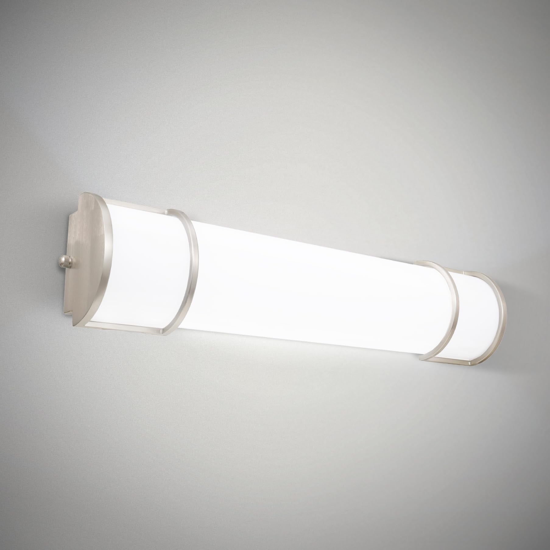 Nickel 24-Inch LED Wall Mount Vanity Light with Frosted Acrylic Shade