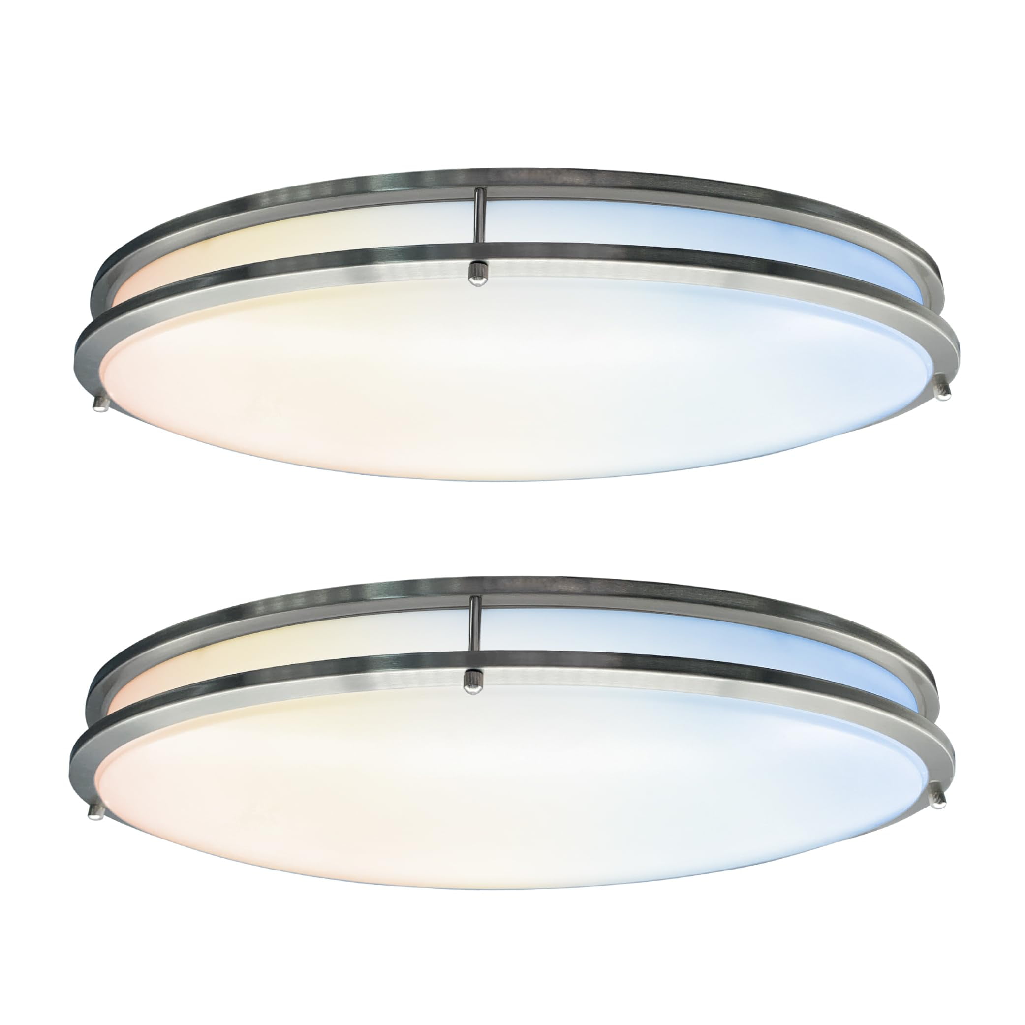 32-Inch Brushed Nickel LED Oval Flush Mount Light Fixture