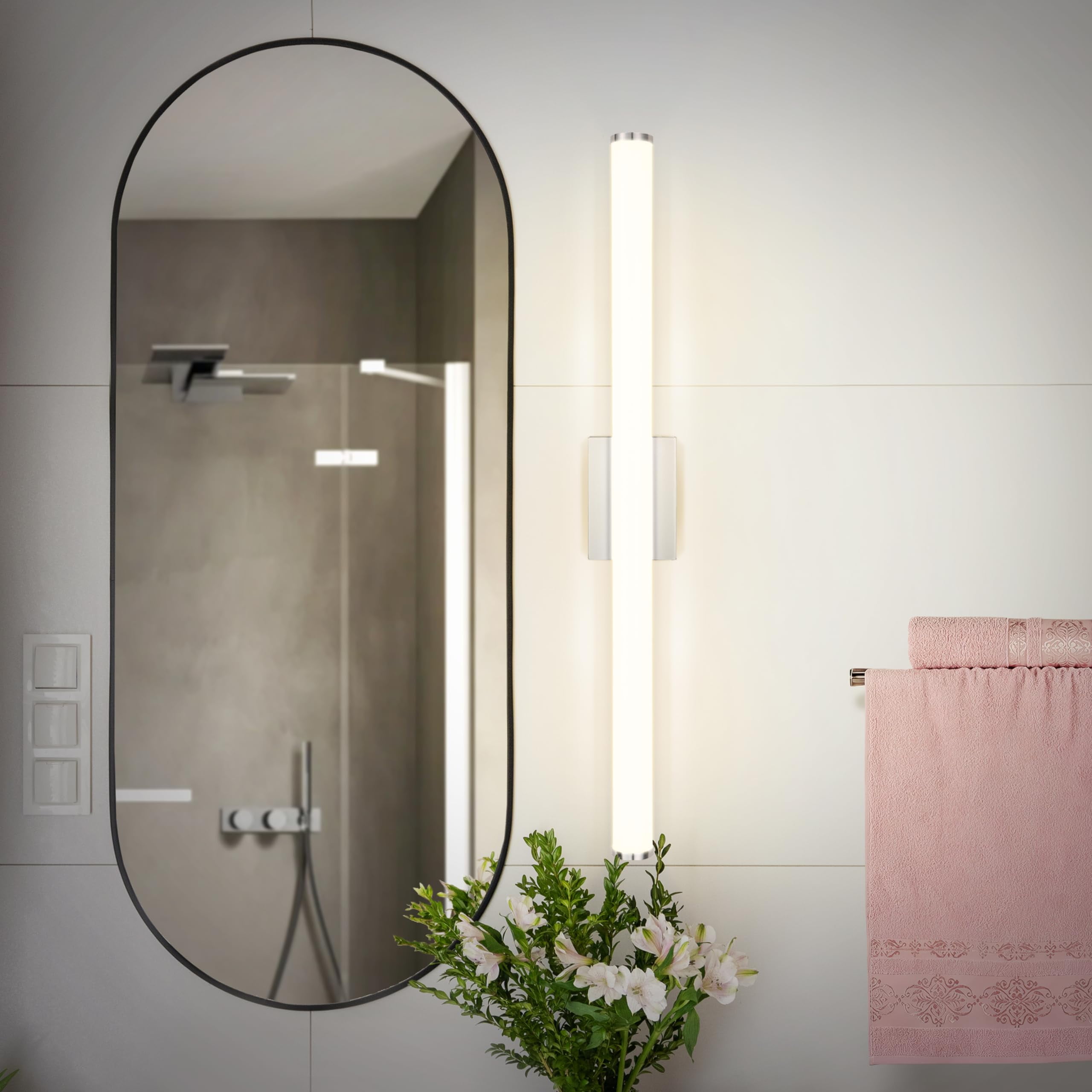 36-Inch Nickel LED Wall Mount Vanity Light with Adjustable Color Temperature
