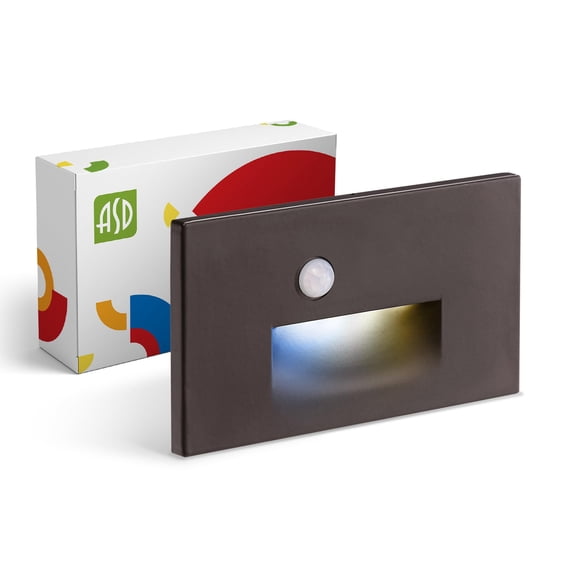 ASD LED Step Light Fixture | 3W 120LM 3000K-5000K 120V | 3CCT, Motion Sensor, Waterproof, ETL Listed | Outdoor-Indoor Stair Lamp, Tread Lighting, Staircase Spotlight | Dark Bronze