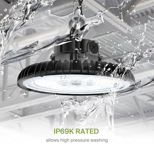 ASD LED UFO High Bay with Q-Base Power Adjustable 100/150/200W 120-277V 5000K Dimmable Black UL DLC Premium