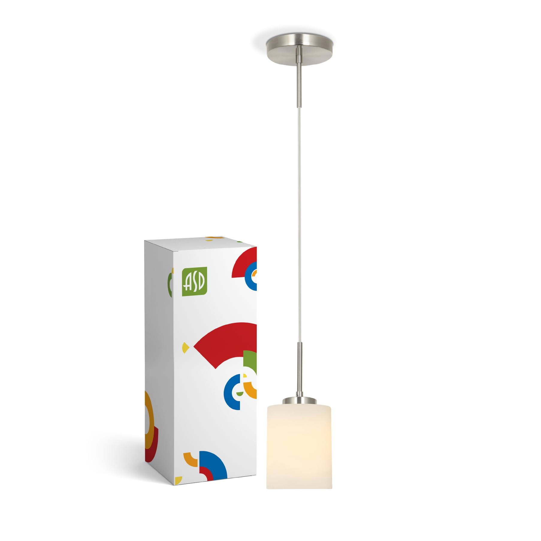 Satin Nickel Mini Pendant Light with Opal Glass Shade