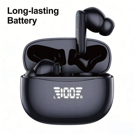 ASDF Earphones,Wireless Earbuds Bluetooth Headphones Deep Bass Stereo Sound Ear Buds Waterproof Earphones 68Hrs Playback with Wireless Charging Case & Mic for Phone TV Laptop Sports Black