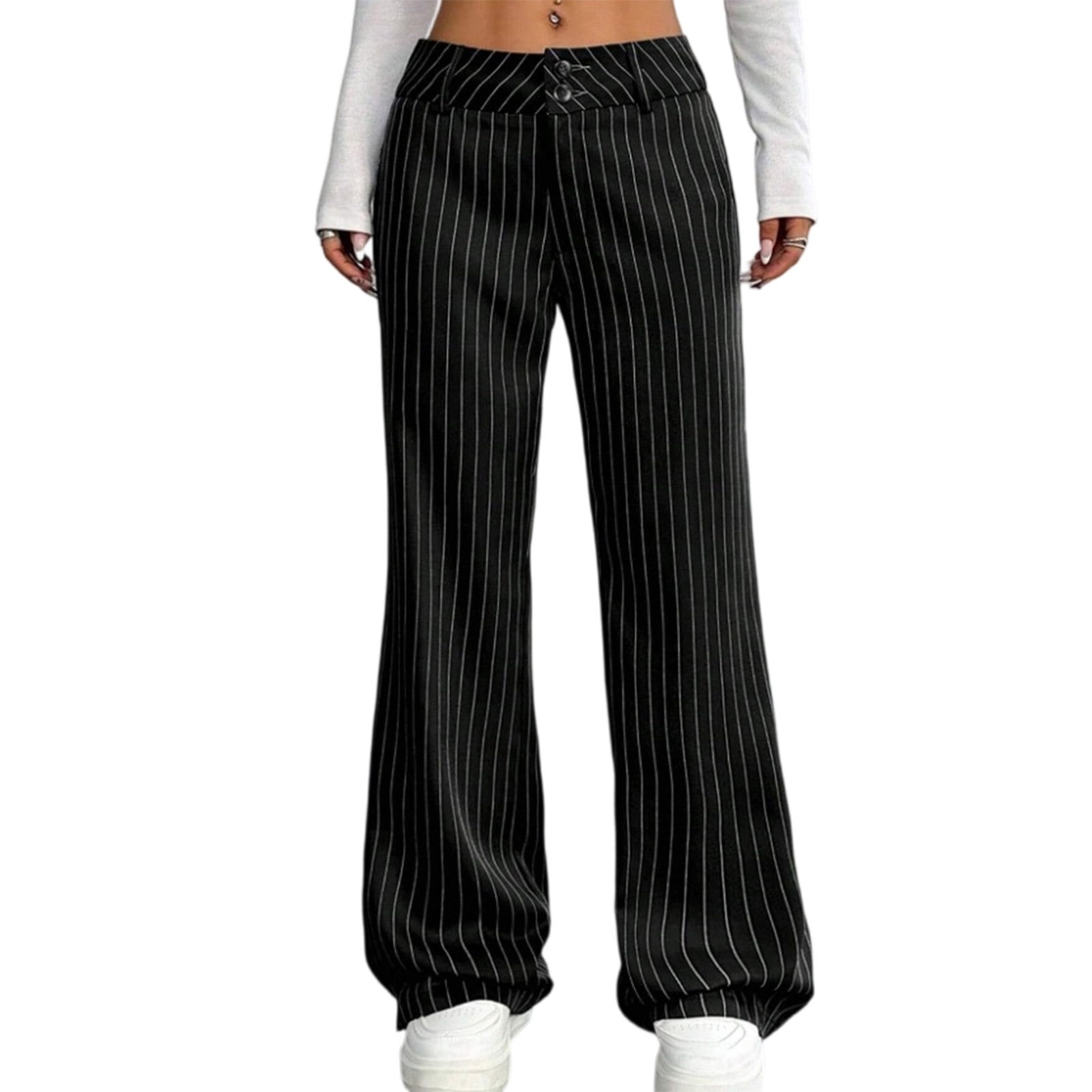 ASDFVBK Striped Trouser for Womens Wide Legged Low Waist Pants Loose ...