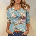 thumbnail image 1 of ASDFVBKG 250 Years American Flag Shirt for Women Short Sleeve V Neck 4th Of July Blouse Independence Day Patriotic Dressy Tshirt Sky Blue S, 1 of 5