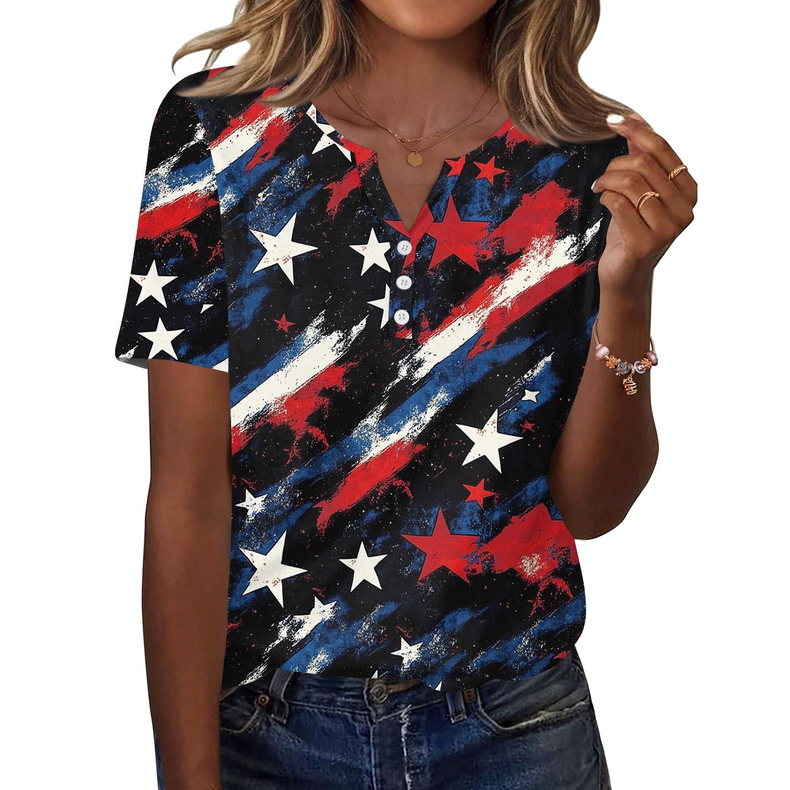 ASDFVBKG American Flag Shirts Womens 4th Of July Pullover Shirts, 1776 ...