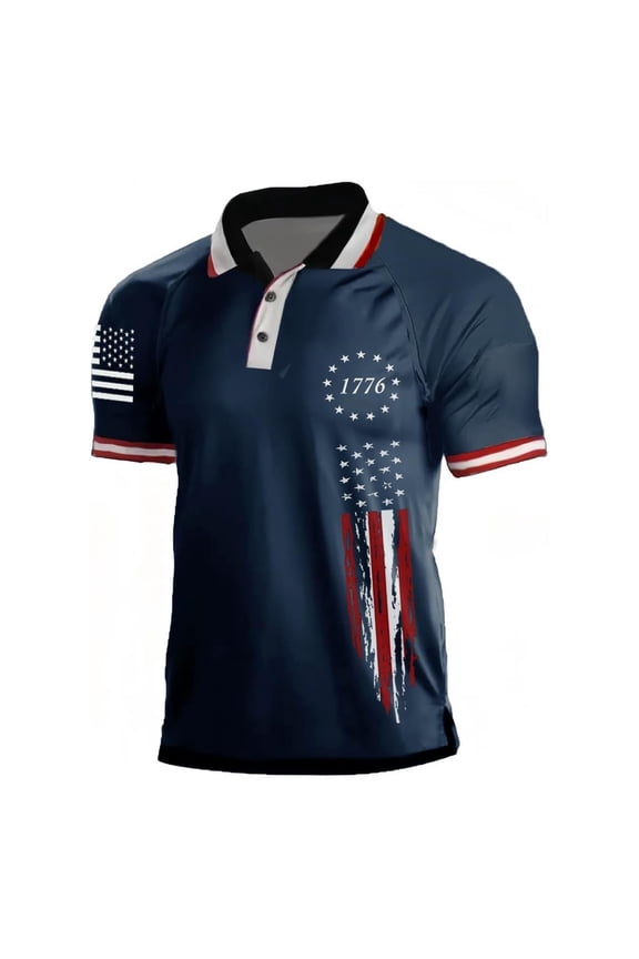 American Flag Shirts Womens American Flag 1776 Shirt 4th Of July Patriotic Usa Graphic Tops for Mens Blue L