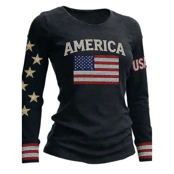 ASDFVBKG American Flag Shirts Womens American Flag 1776 Tee 4th Of July Flag Usa Graphic Shirts for Women Gray S