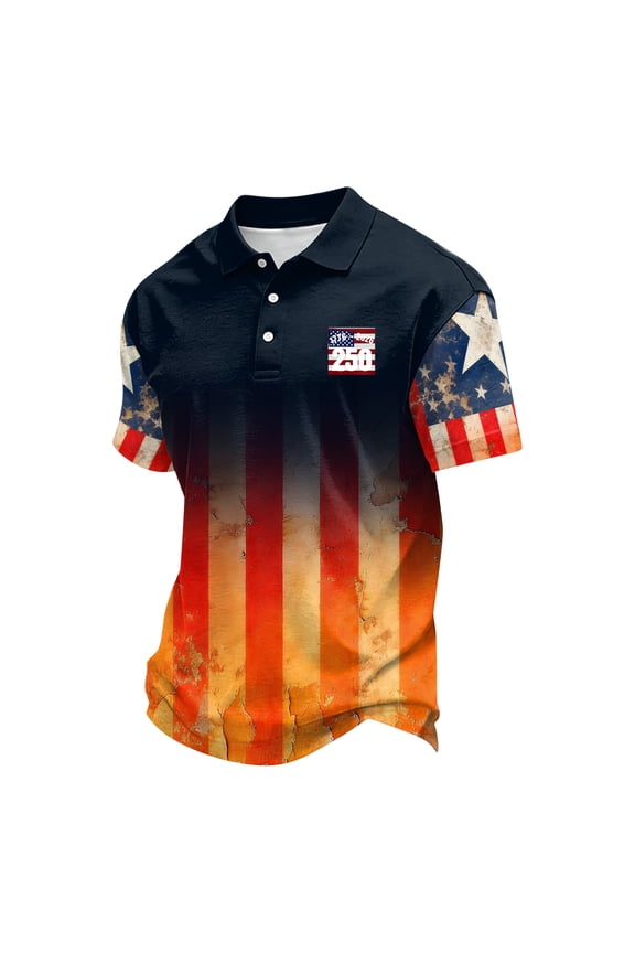 American Flag Shirts for Men 1776-2026 250th Anniversary Tshirts 4th Of July Flag Pullover Usa Graphic Shirts for Men Red L