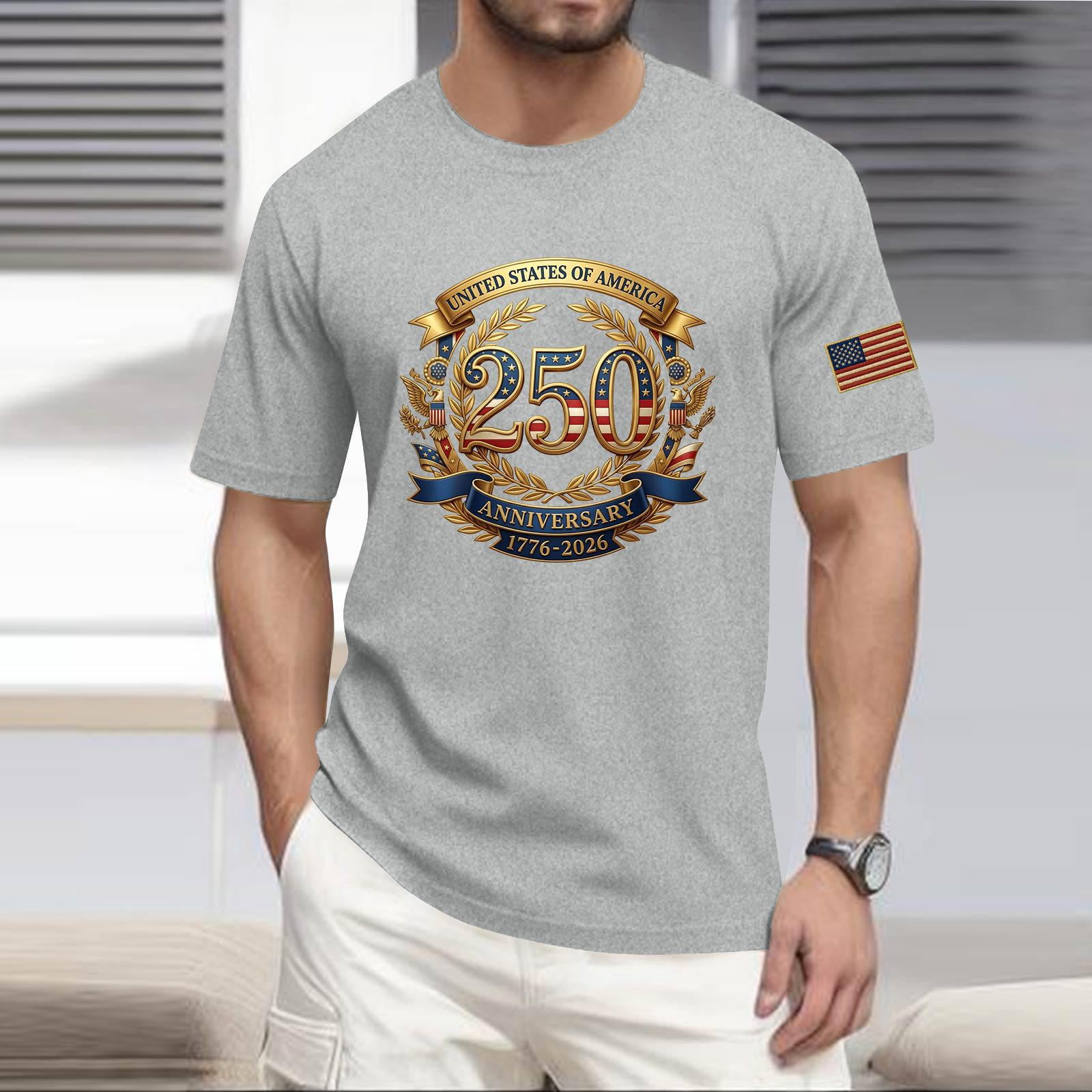 Hogleaql American Flag T-Shirt for Men Patriotic Short Sleeve Crew Neck ...