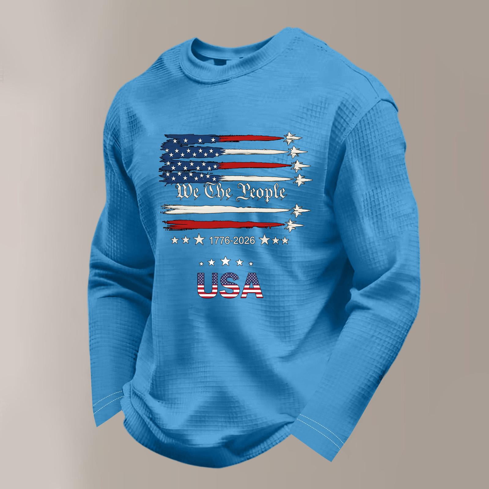 ASDFVBKG Anniversary Usa Men's Hoodless Sweatshirt Long Sleeve ...
