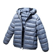 ASDFVBKG Boys' Jacket - Weather Resistant Down Coat for Boys - Insulated Quilted Bubble Puffer Gray 7-8Y