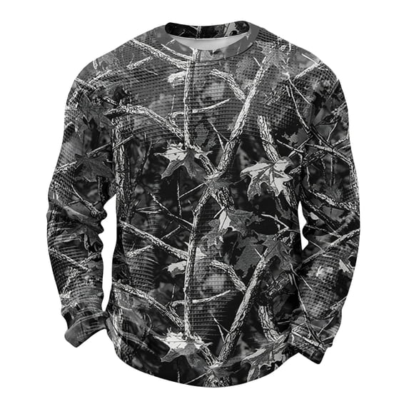 ASDFVBKG Camo Sweatshirt for Men Maple Leaf Printed Oversized Crew Neck Sweatshirt Elegant Long Sleeve Fall Shirts Camo Hoodie Abercrombie Dark Gray XL
