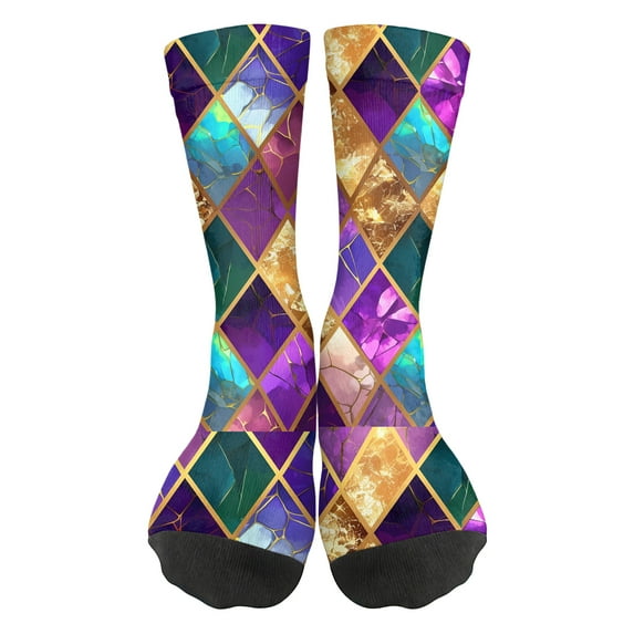 ASDFVBKG Carnival Mardi Gras Novelty Casual compression Socks For Women Men Contrast Color Stockings D