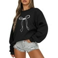 thumbnail image 1 of ASDFVBKG Cozy Oversized Sweatshirt Women Long Sleeve Pullover, Cute Bow Graphic Crewneck Sweater, Fleece Casual Loungewear & Preppy Y2K Tops White L, 1 of 5