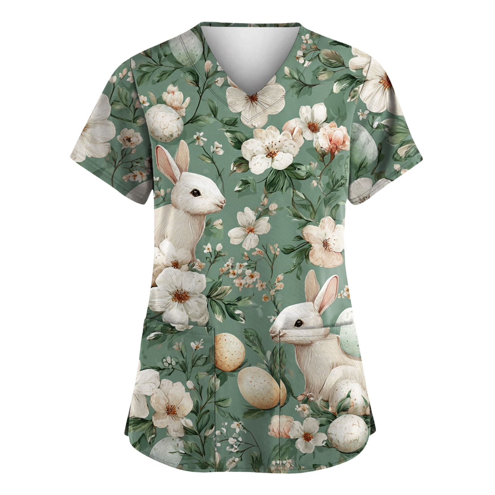 ASDFVBKG Easter Day Top for Women Short Sleeve V-Neck Nursing Shirt ...