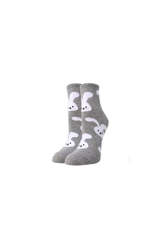 Easter Socks Bunny Eggs Pattern Crew Socks Cute Soft Cotton Stockings for Men Women Gray One Size