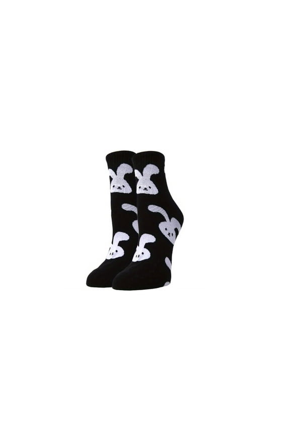 Easter Socks Bunny Pattern Crew Socks Cute Cozy Cotton Stockings for Men Women Black One Size