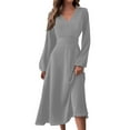ASDFVBKG Fall Dresses for Women 2024 Winter VNeck Long Sleeve Trendy