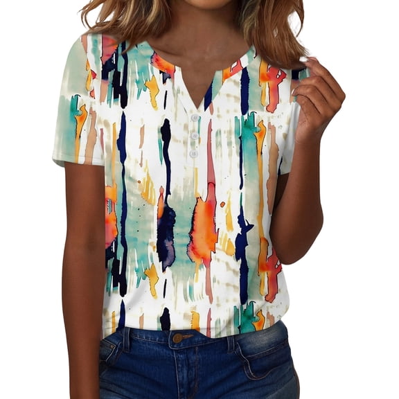 ASDFVBKG Floral Printed Tees for Women Summer casual short Sleeve Blouses Valentine Crew Neck Outfit Yellow XL