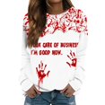 ASDFVBKG Halloween Women's Sweatshirts bloody Printed Long Sleeve