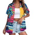 thumbnail image 1 of ASDFVBKG Hawaiian Shirt Women Hawaii T-Shirt Tropical Floral Printed V Neck Shirts Soft Cool Summer Beach Button Up Blouse Hot Pink M, 1 of 6