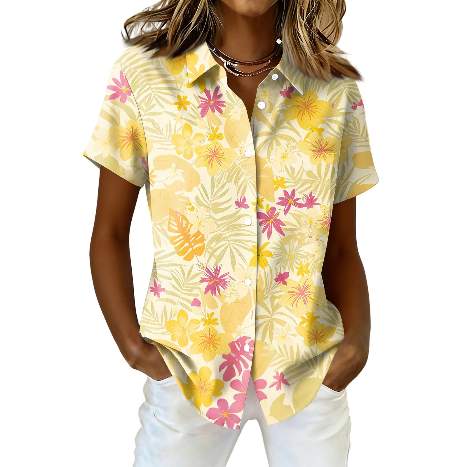 ASDFVBKG Hawaiian T Shirts for Women Casual Trendy Short Sleeve V-Neck ...