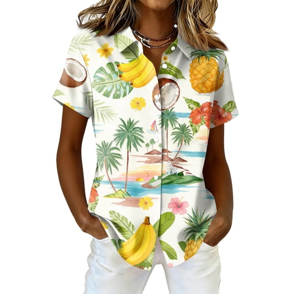 ASDFVBKG Hawaiian T Shirts for Women Dressy Boho Short Sleeve V Neck ...