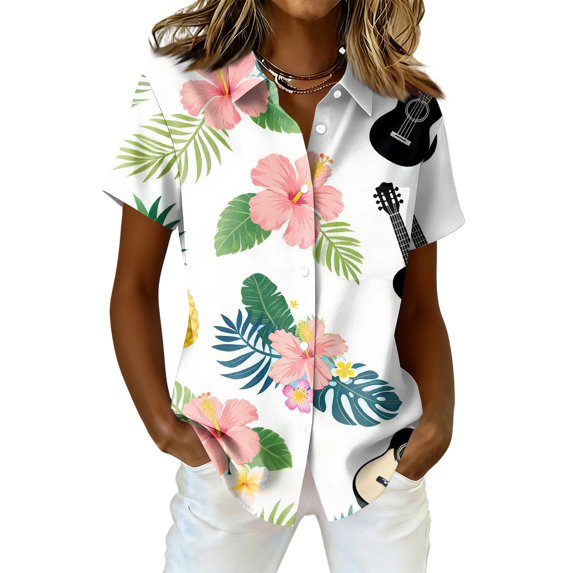 ASDFVBKG Hawaiian T Shirts for Women Dressy Comfy Short Sleeve V Neck T ...