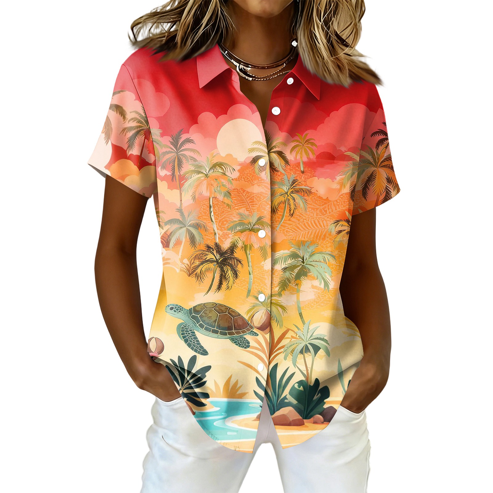 ASDFVBKG Hawaiian Tops for Women 2026 Casual Trendy Short Sleeve V Neck ...