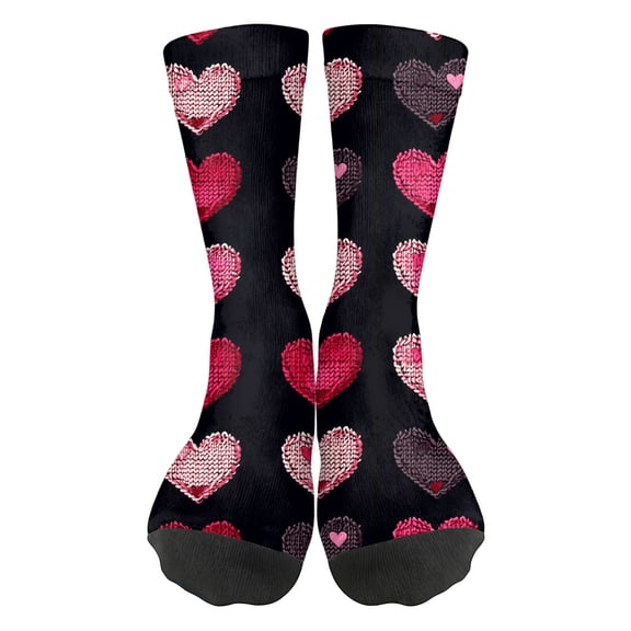 ASDFVBKG Heart Socks Stockings Valentines Day Socks Heart Lips Pattern Cotton Crew Socks for Couples Funny Novelty His and Hers Happy Sock I