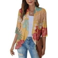 ASDFVBKG Kimonos for Women Plus Size 3/4 Sleeve Cardigan Sweaters for