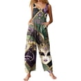 thumbnail image 1 of ASDFVBKG Mardi Gras Jumpsuit for Women Plus Size Button Carnival Themed Party Graphic Wide Leg One Piece Jumpsuits Lightweight Fashion Overalls Onesie Pockets Outfits Green 4XL, 1 of 7