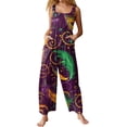 thumbnail image 1 of ASDFVBKG Mardi Gras Jumpsuit for Women Plus Size Button Carnival Themed Party Graphic Wide Leg One Piece Jumpsuits Loose Dressy Overalls Onesie with Pocket Outfits Purple L, 1 of 7