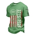 thumbnail image 1 of ASDFVBKG Men American Flag Shirt Crewneck Patriotic Tee Shirts American Flag 1776 Usa Graphic Tops for Men Green 3XL, 1 of 4