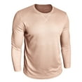 thumbnail image 1 of ASDFVBKG Men Waffle Shirt Crew Neck Long Sleeve Comfy Quilted Shirts Dressy Casual Pullover Loose Fit Tops Solid Color Lounge Clothes Khaki L, 1 of 6