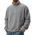 thumbnail image 1 of ASDFVBKG Men's 1/4 Zip Soft Polar Fleece Pullover Stand Collar Lightweight Long Sleeve Sweatshirts Outerwear Warm Fall Winter Solid Color Outfits Gray S, 1 of 6